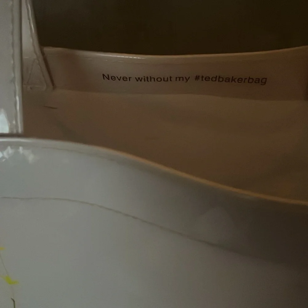 Ted Baker White/ Soft pink Floral Patent Tote with Yellow Accents - Picture 4 of 6